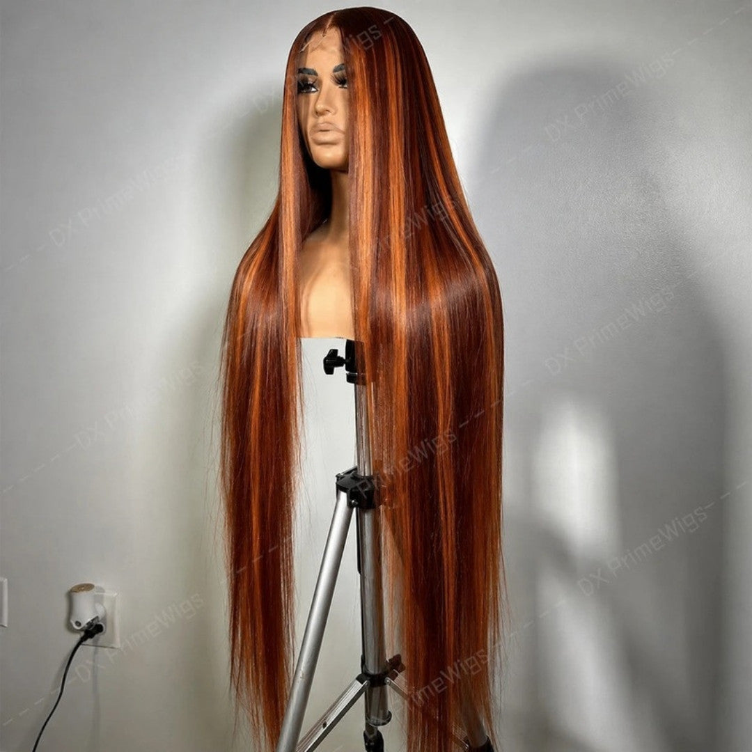 Perruque sans colle ombré roux – détail 1