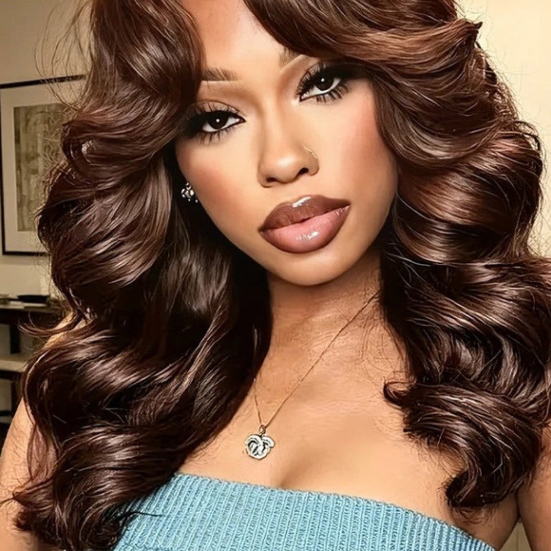 Perruque lace front brune chocolat – détail 1