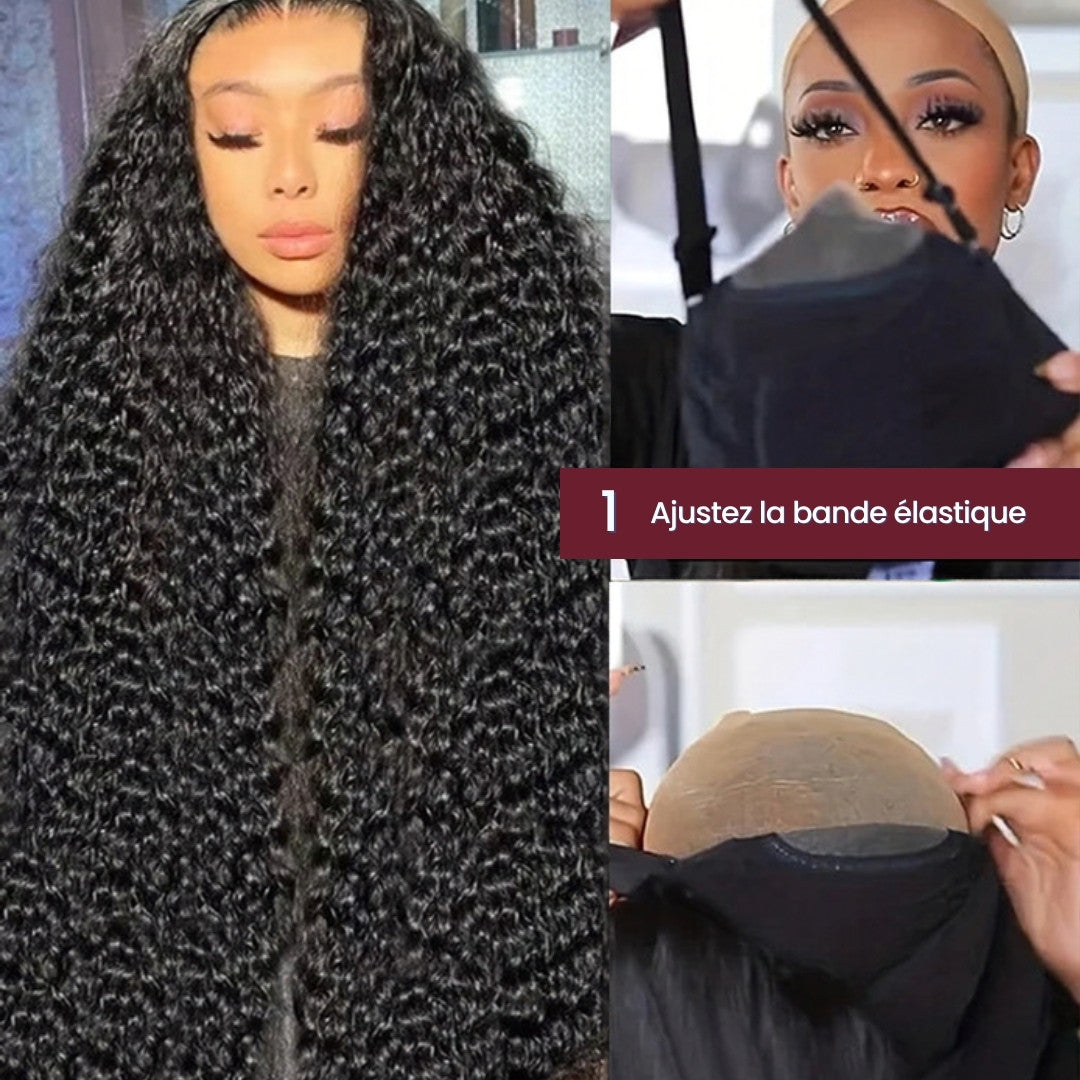 Perruque sans colle water wave – détail 2