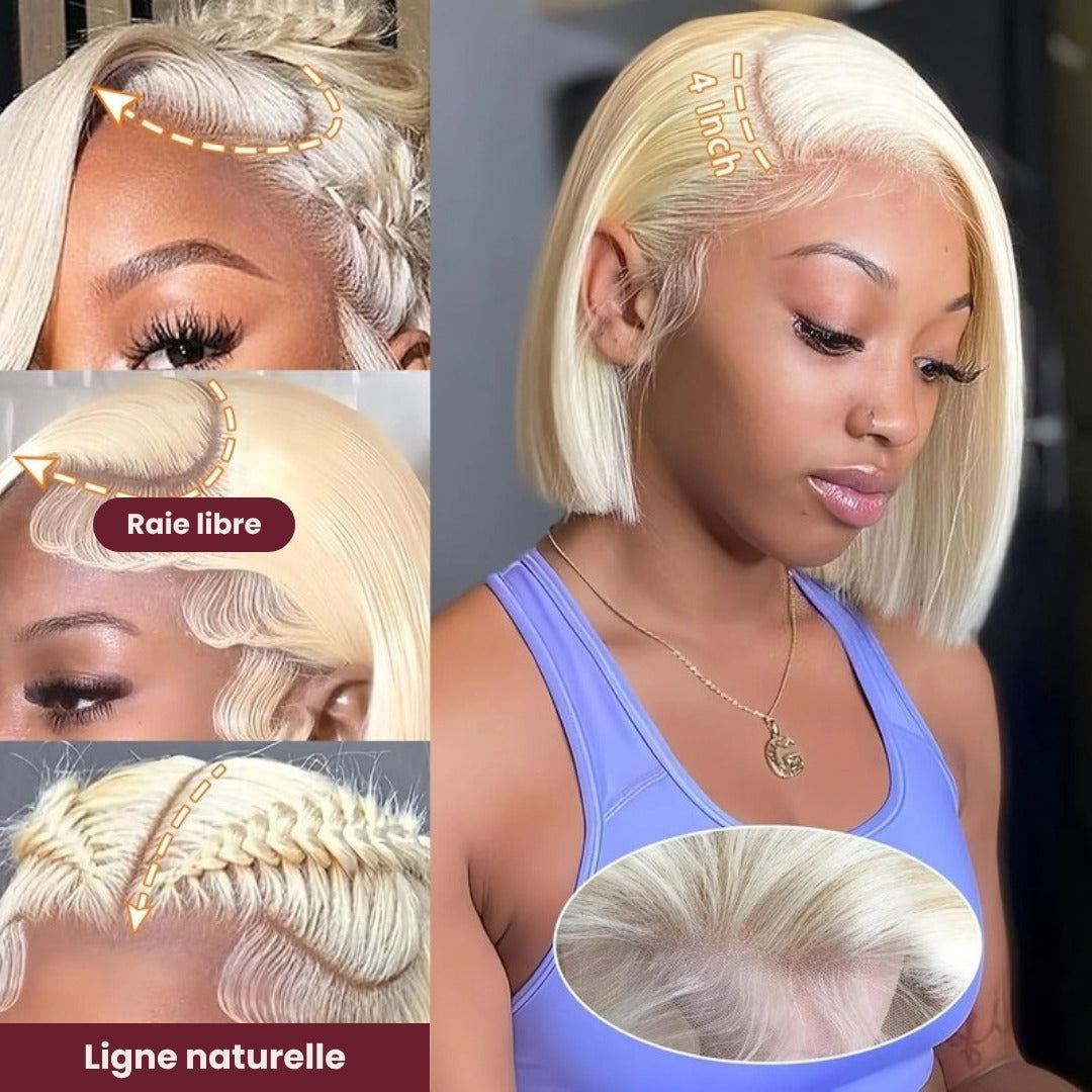 Perruque carré bob blond platine – photo produit 1