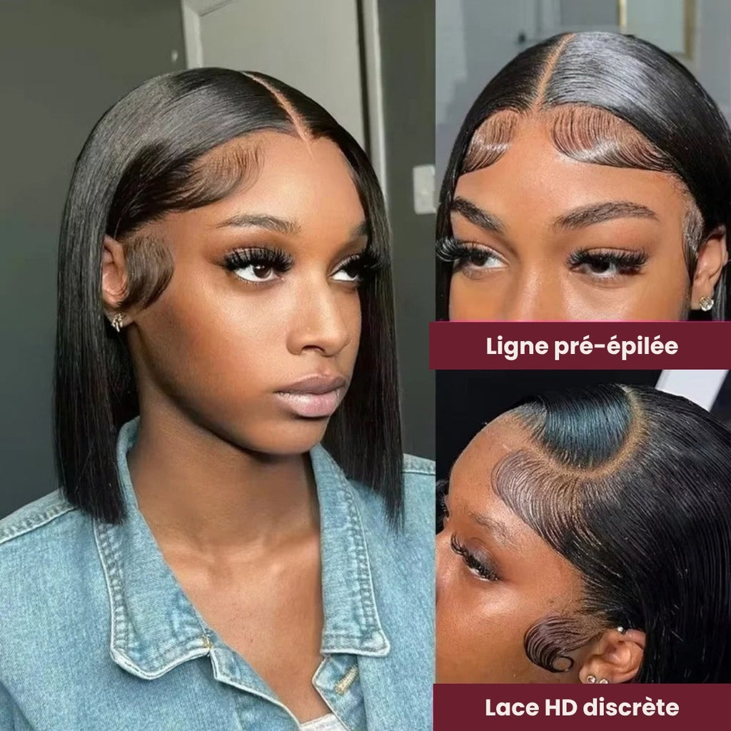 Perruque carré lisse noir lace HD – photo produit 2