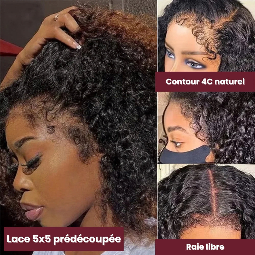 Perruque sans colle kinky curly – détail 2