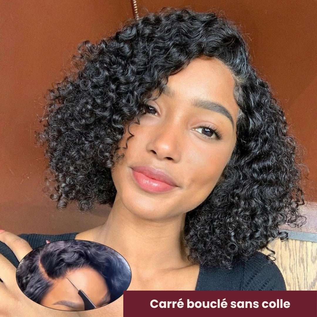 Perruque carré bouclé closure 5x5 sans colle – photo produit 1