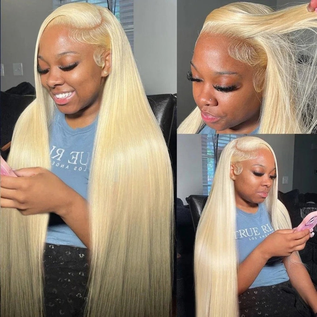 Perruque lace front blonde lisse longue – photo produit 2