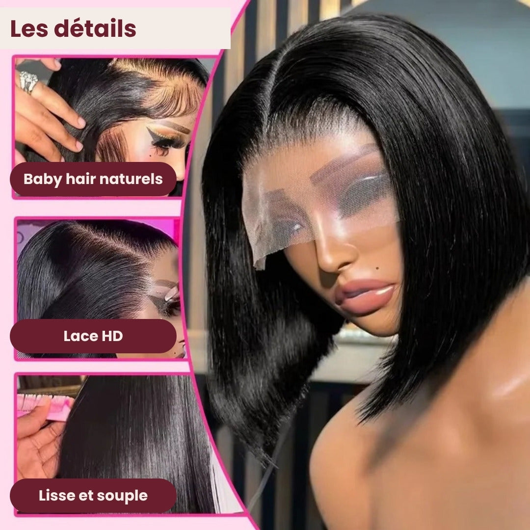 Perruque carré lisse noir lace HD – photo produit 3