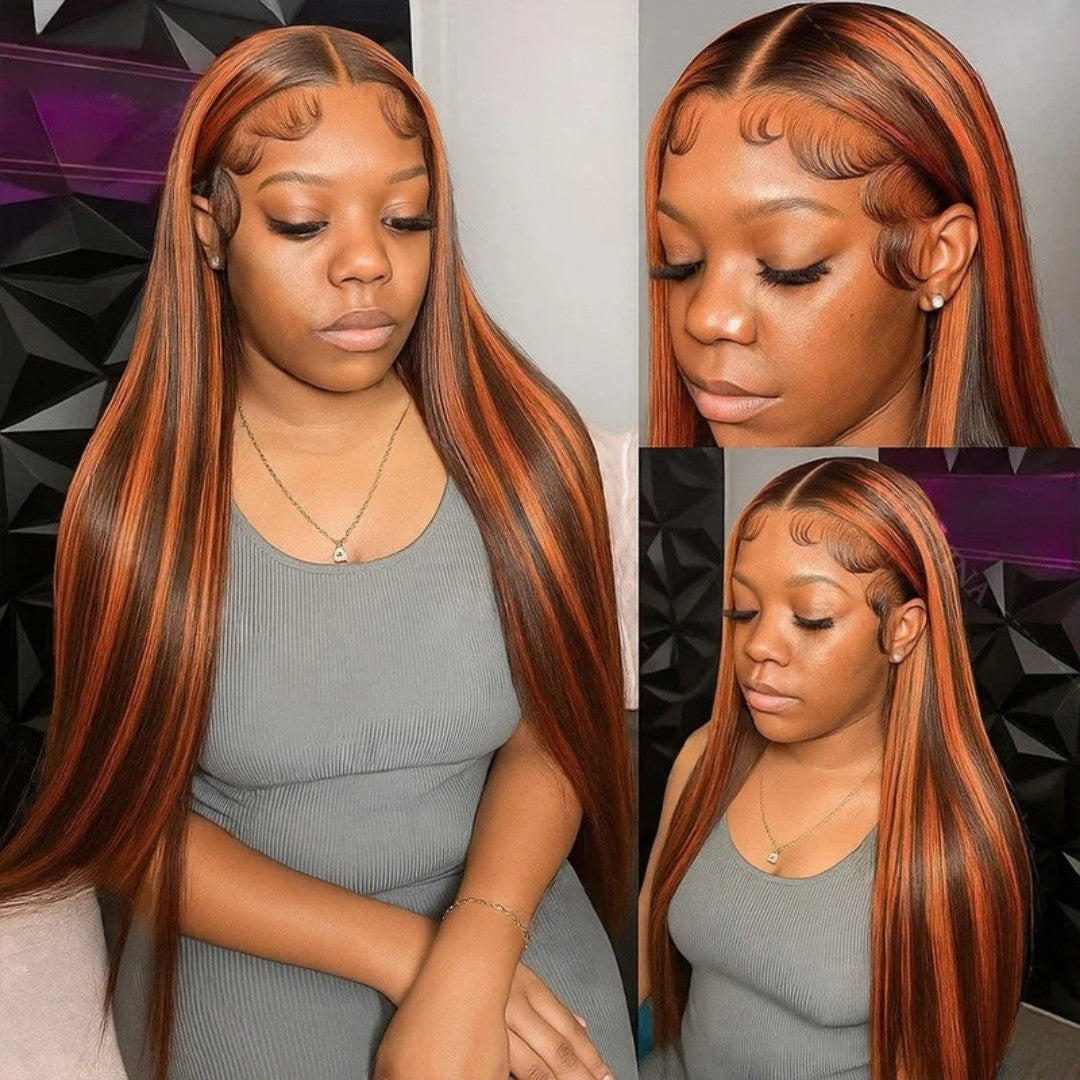 Perruque sans colle ombré roux – détail 4