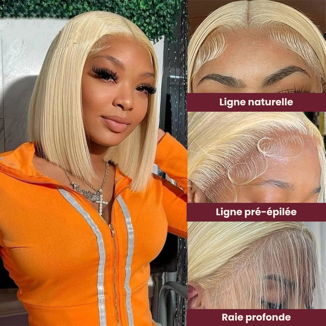 Perruque carré bob blond platine – photo produit 2