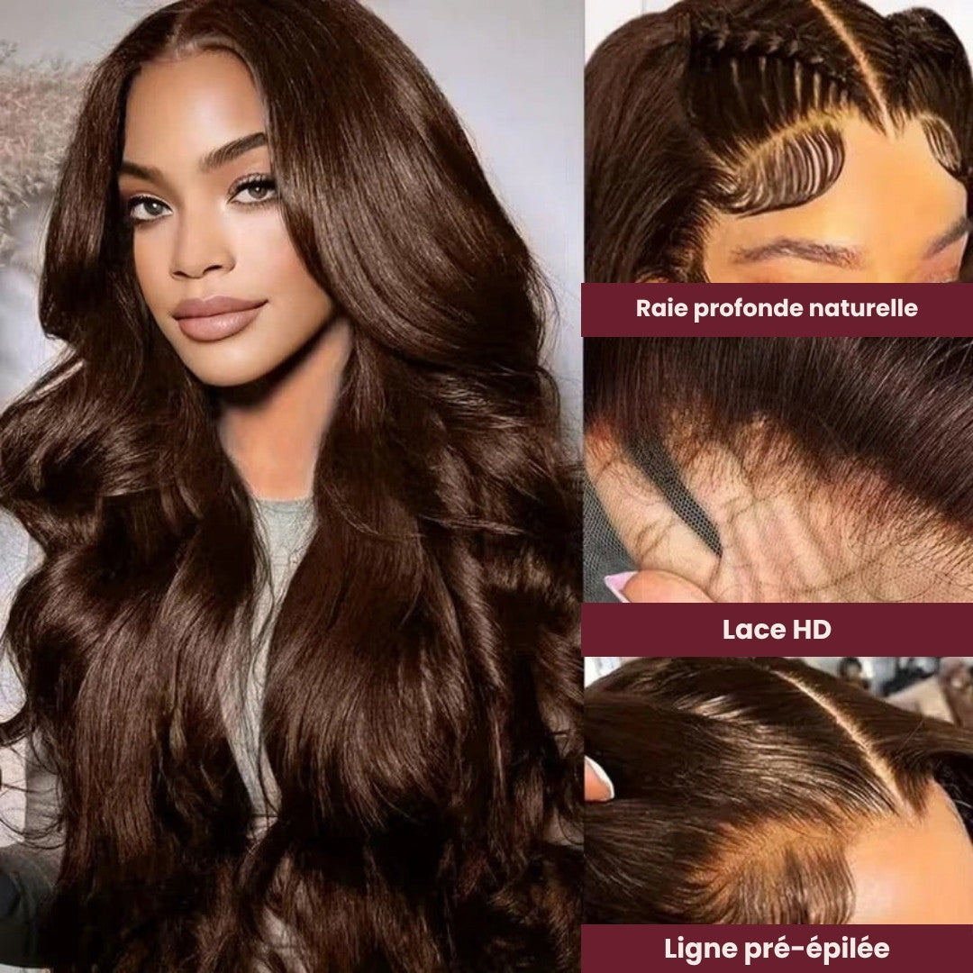Perruque lace front brune chocolat – détail 4