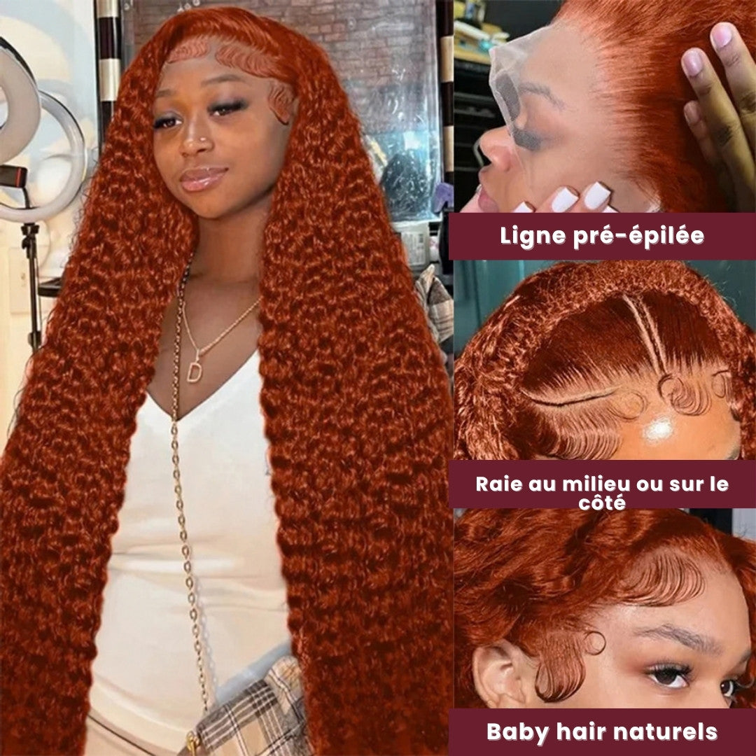 Perruque rousse bouclée ginger – détail 4