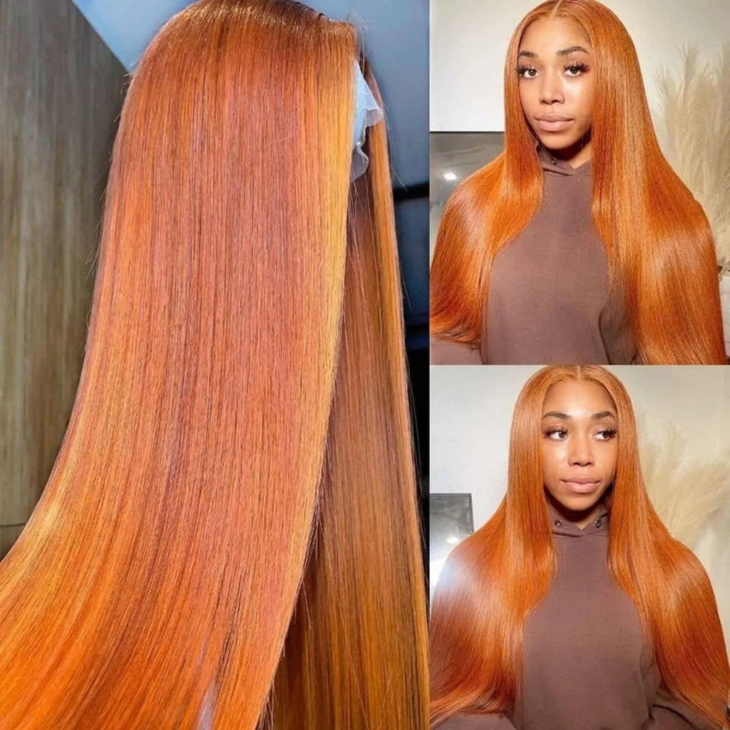 Perruque rousse lisse – détail 4