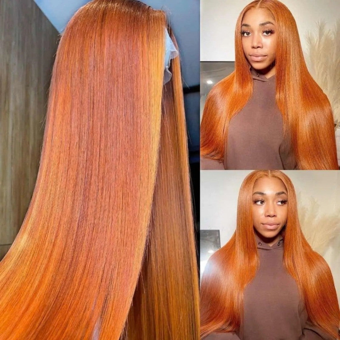 Perruque rousse lisse – détail 4
