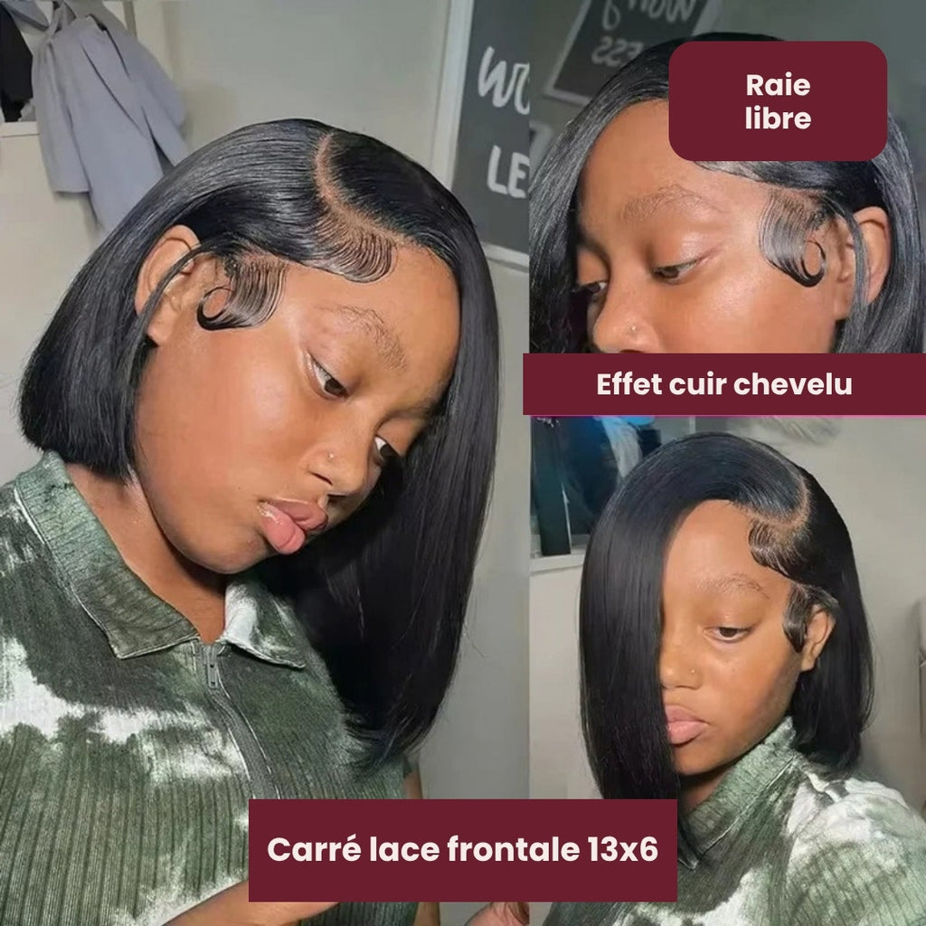Perruque carré lisse noir lace HD – photo produit 4