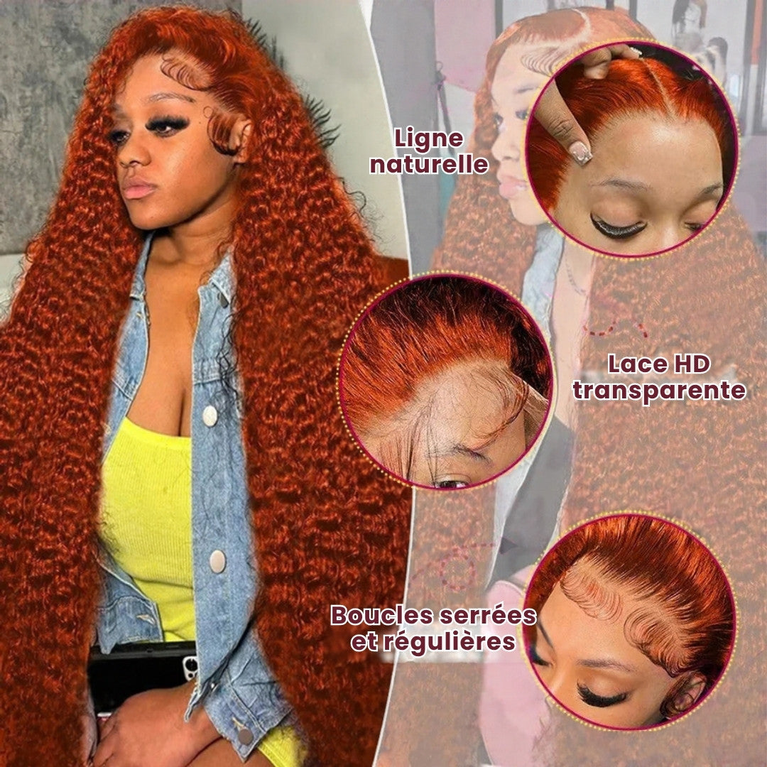 Perruque rousse bouclée ginger – détail 5