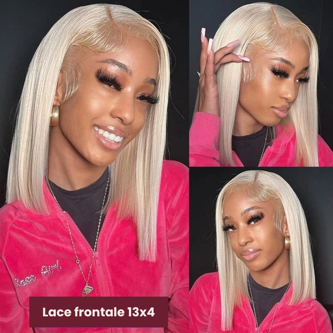Perruque carré bob blond platine – photo produit 3