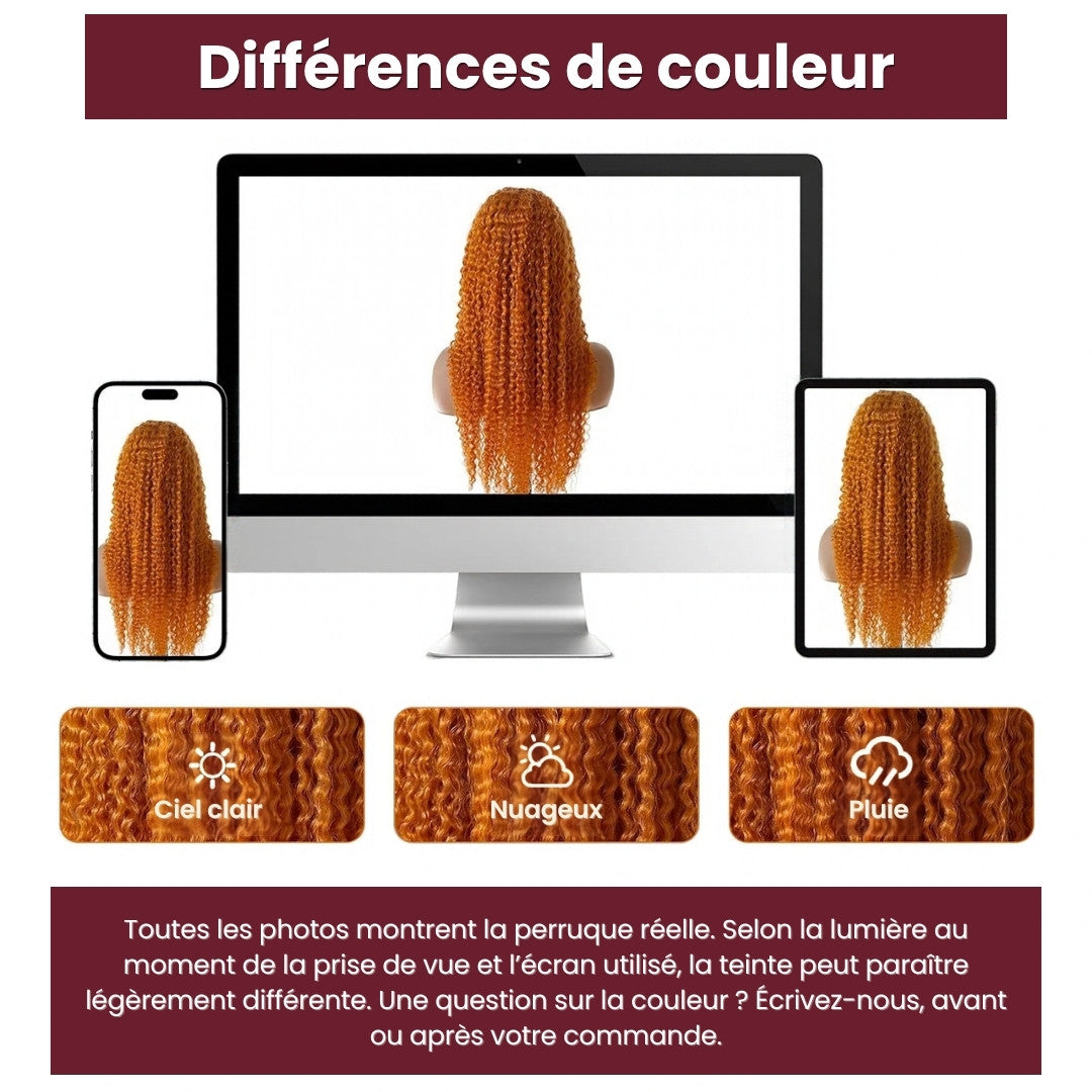 Perruque rousse bouclée ginger – détail 6