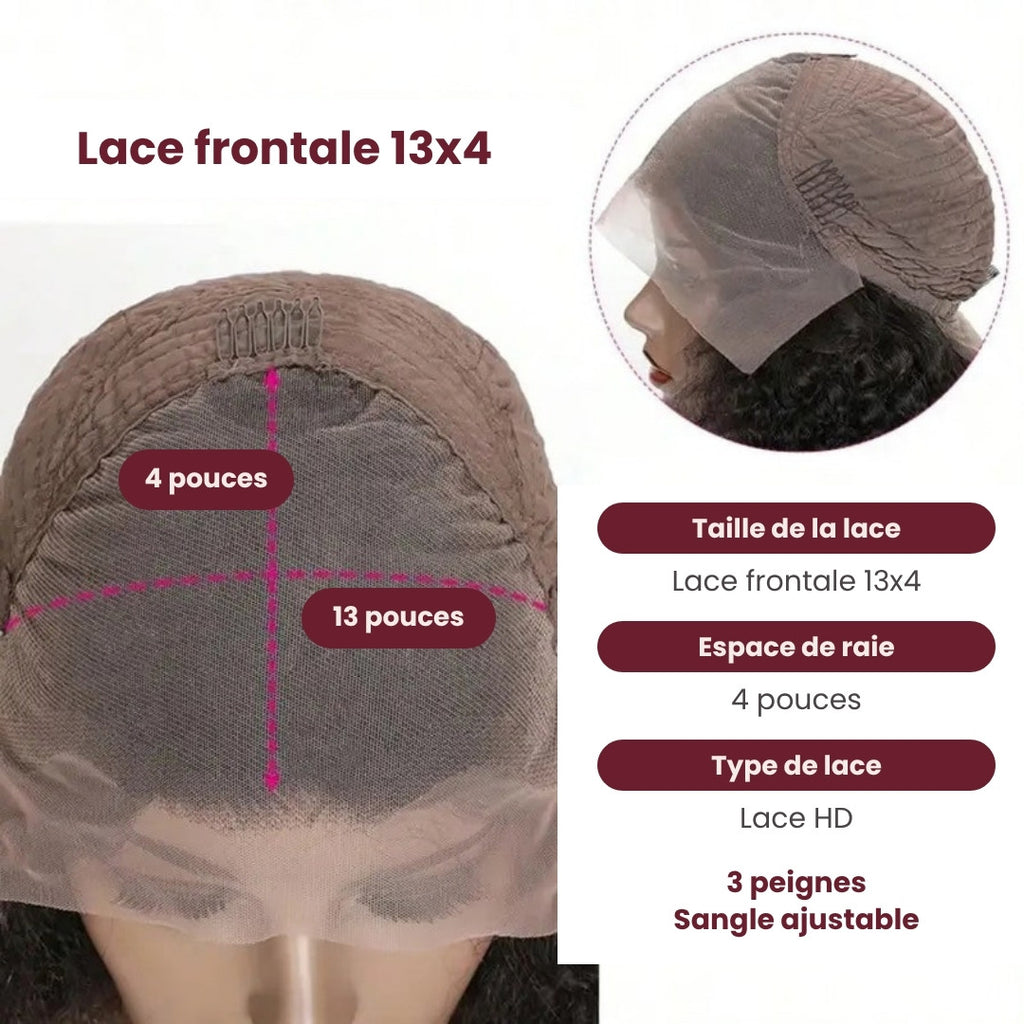 Perruque lace front châtain lisse – détail 6