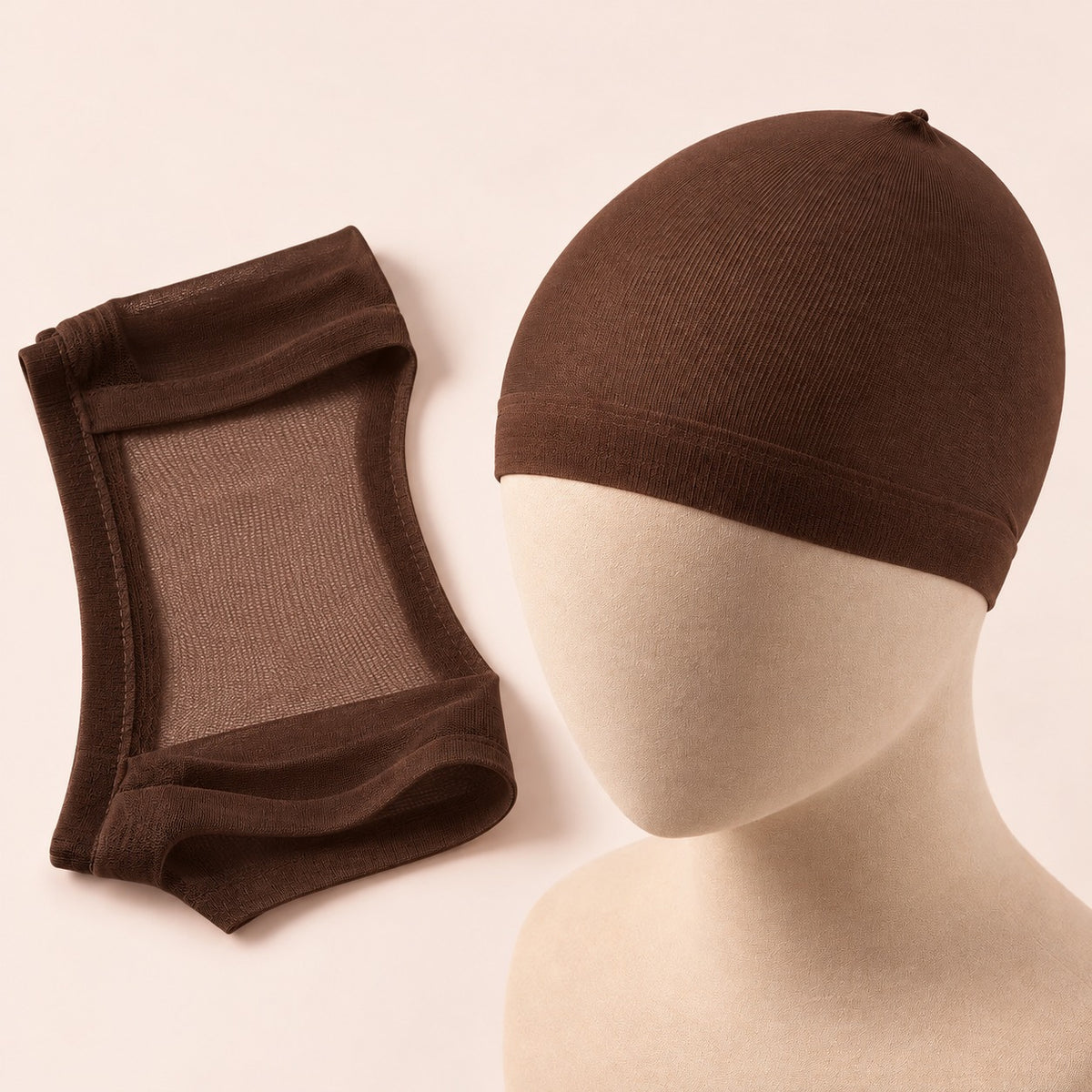 Bonnets de perruque (wig cap) – lot de 2, coloris marron