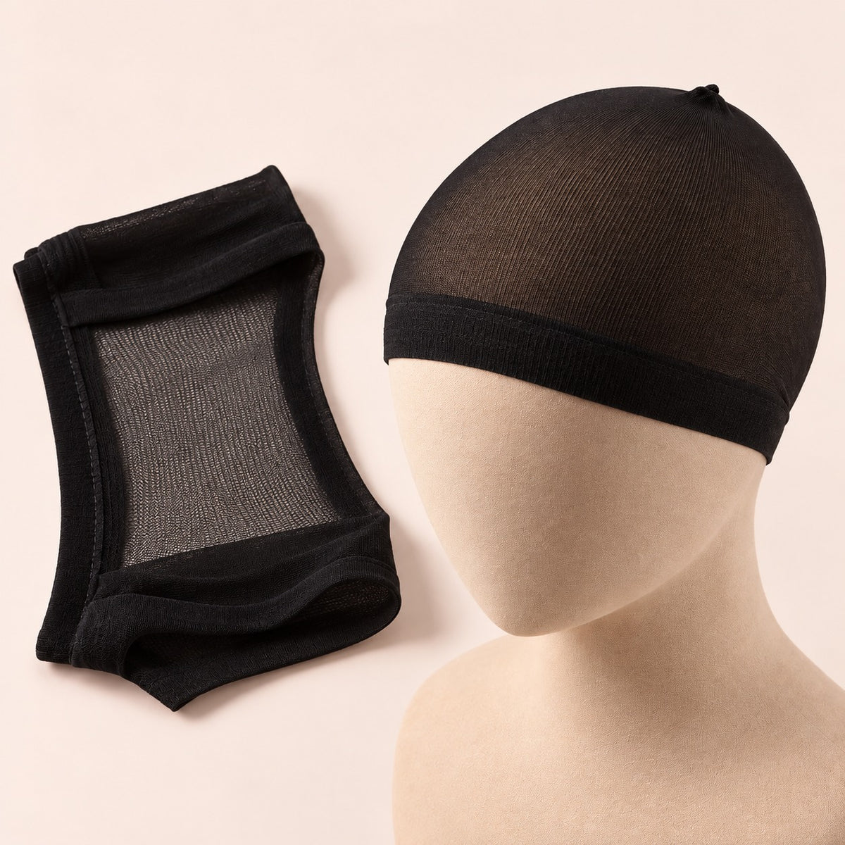 Bonnets de perruque (wig cap) – lot de 2, coloris noir