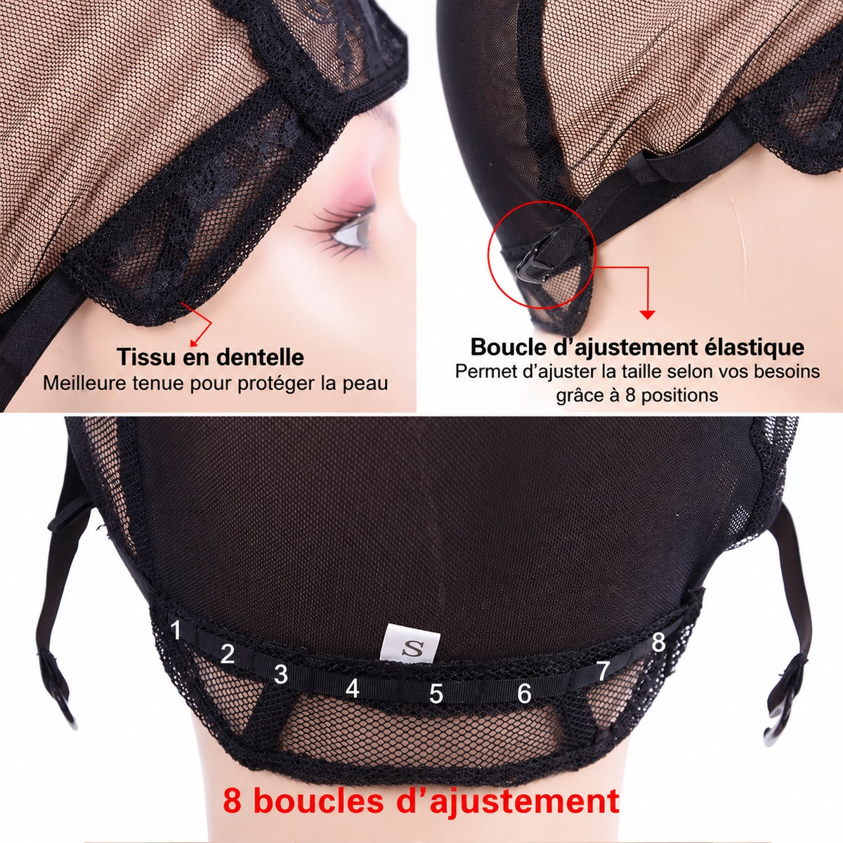 Bonnet perruque avec sangle réglable
