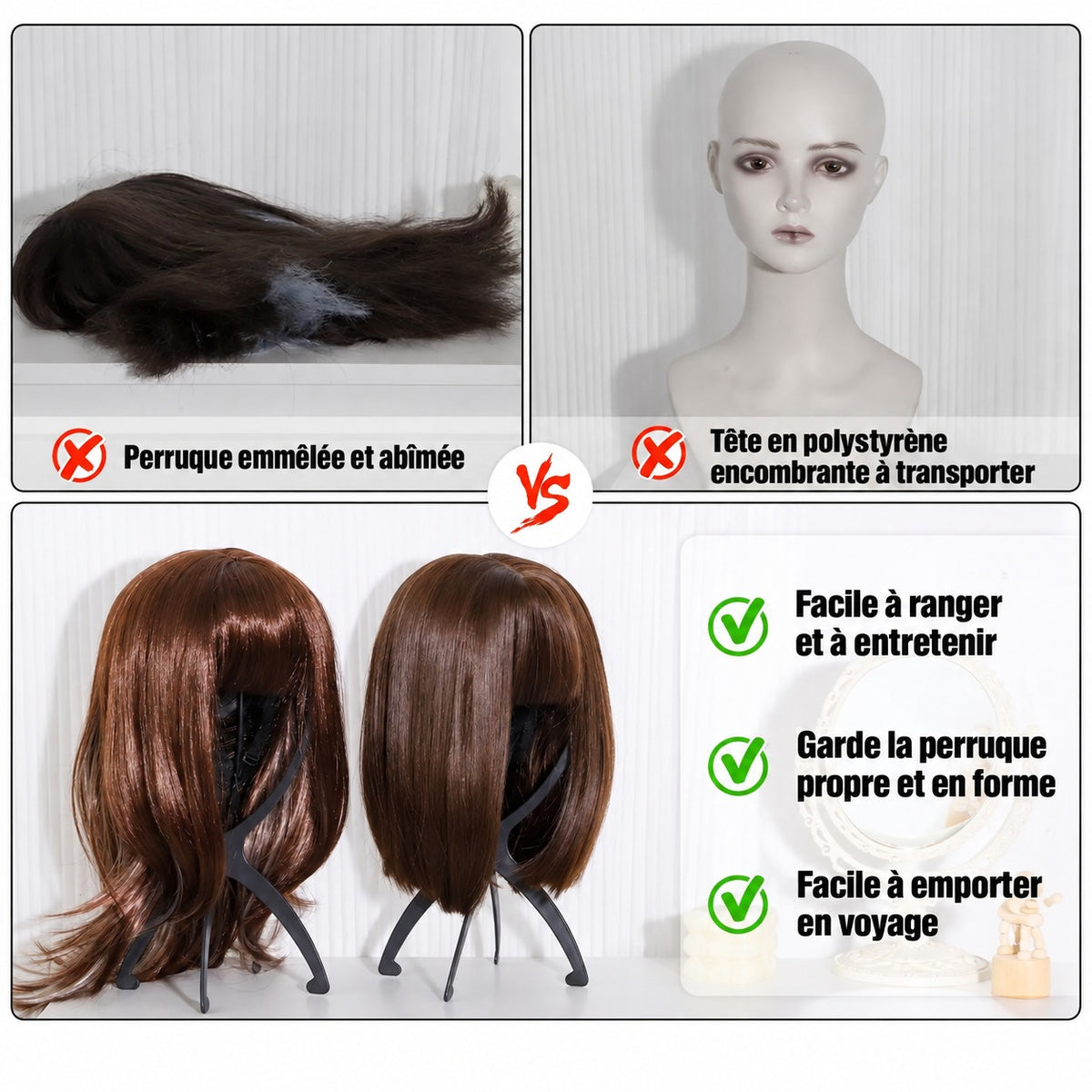 Support pliable pour perruque