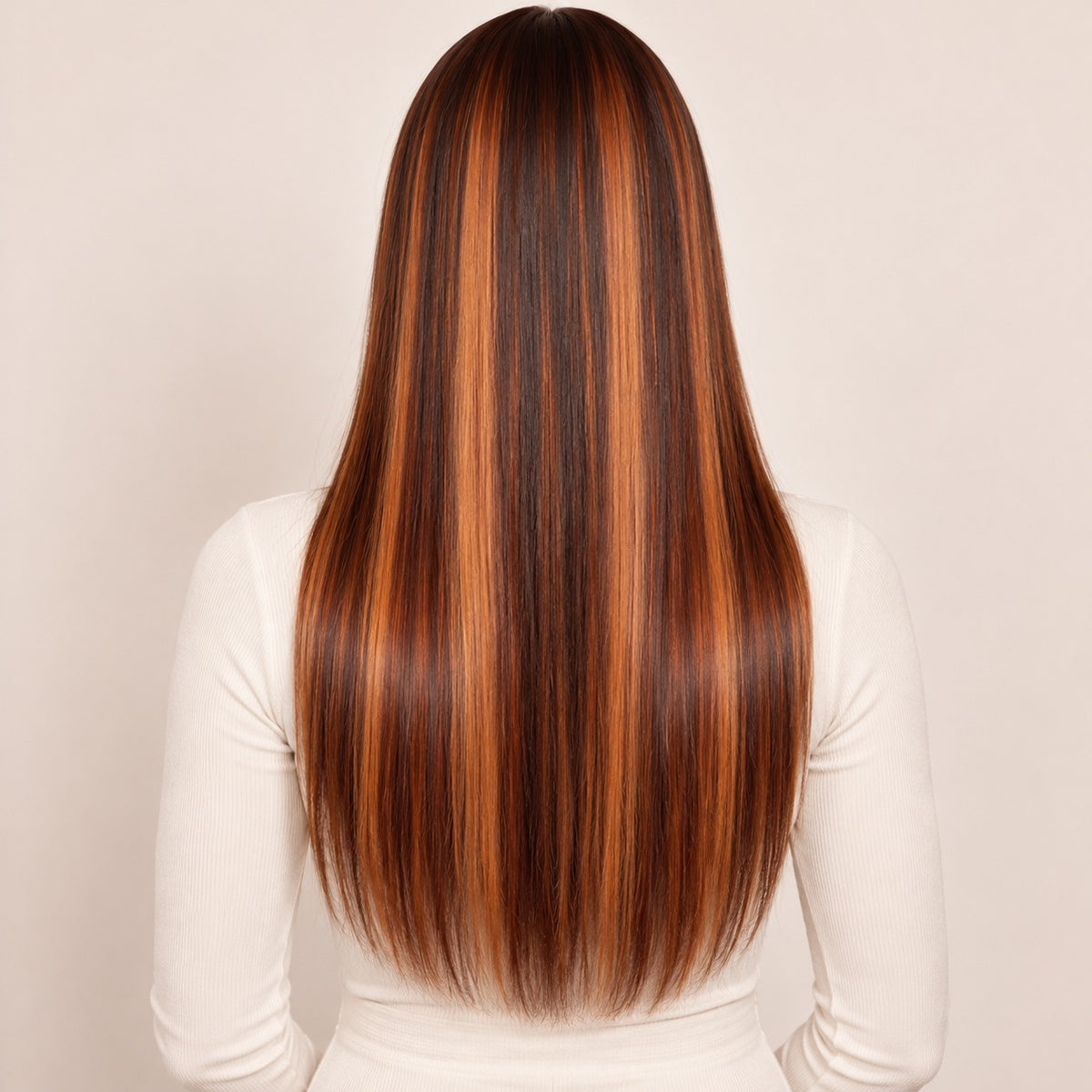 Perruque sans colle ombré roux – de dos