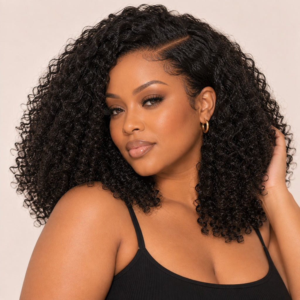 Perruque sans colle kinky curly – autre coiffage