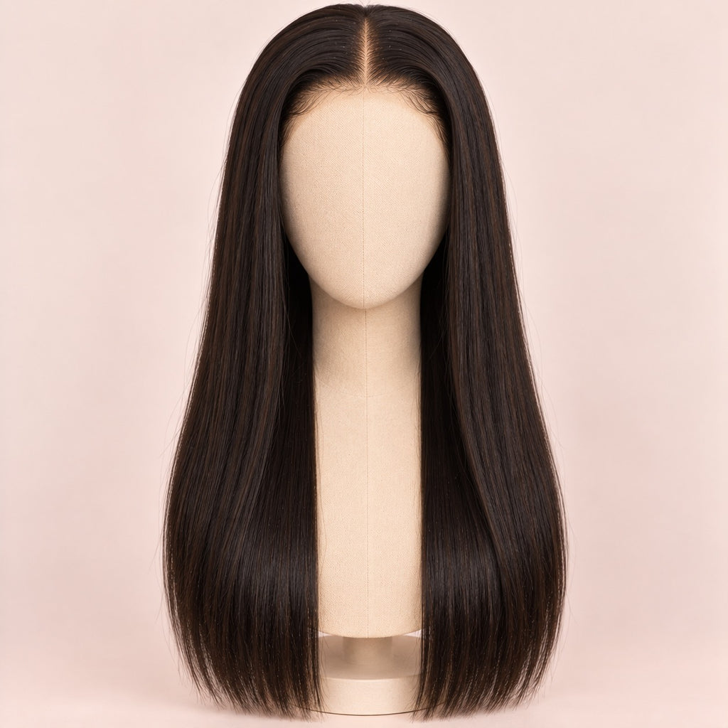Perruque sans colle lisse 5x5 – sur tête de mannequin