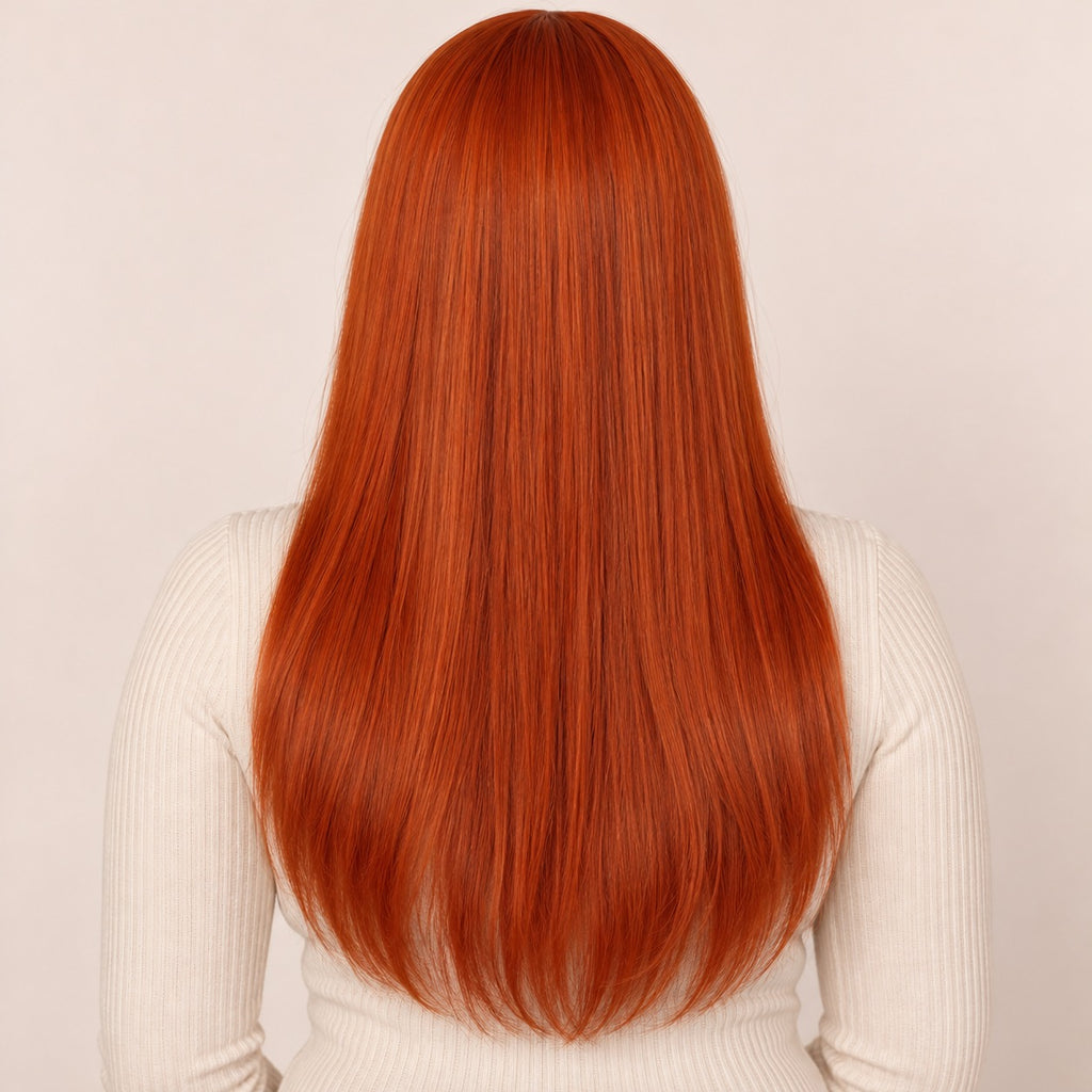 Perruque rousse lisse – de dos