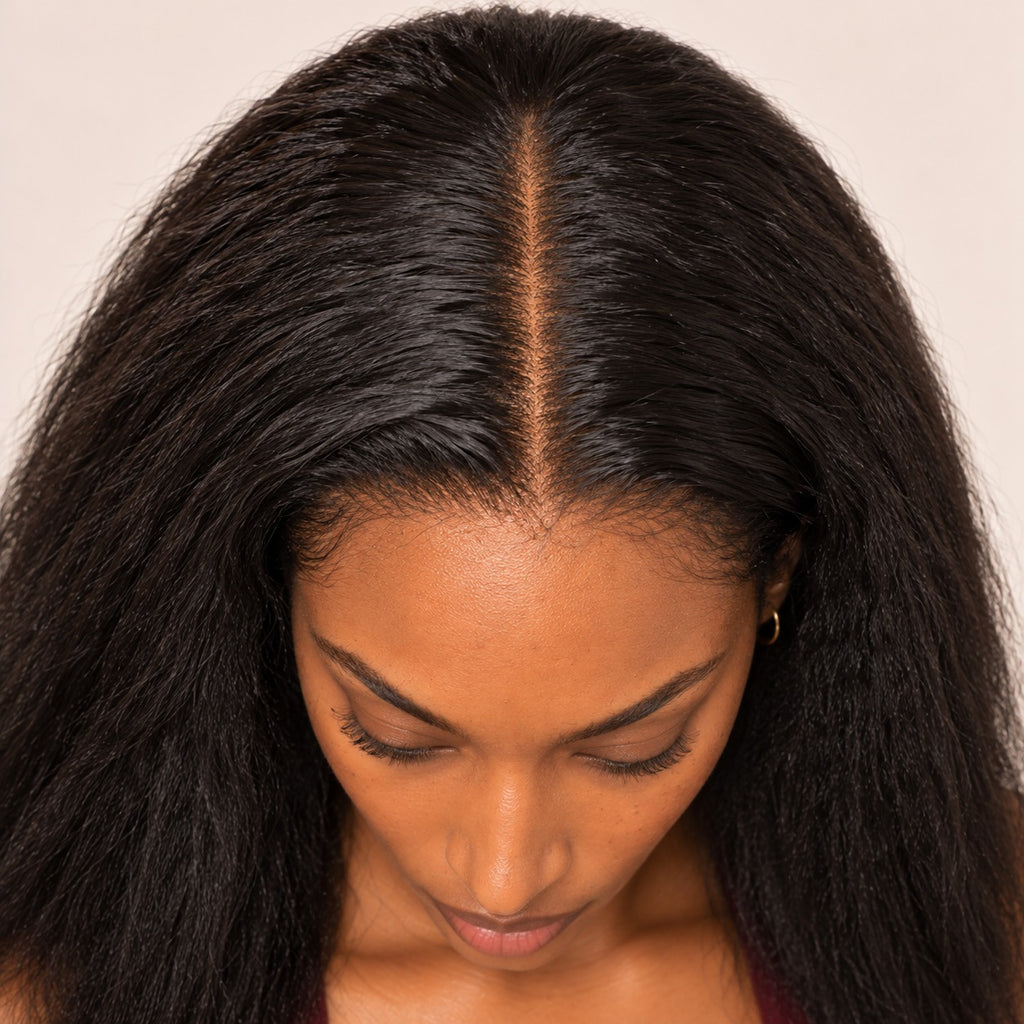 Perruque lace front kinky straight – raie