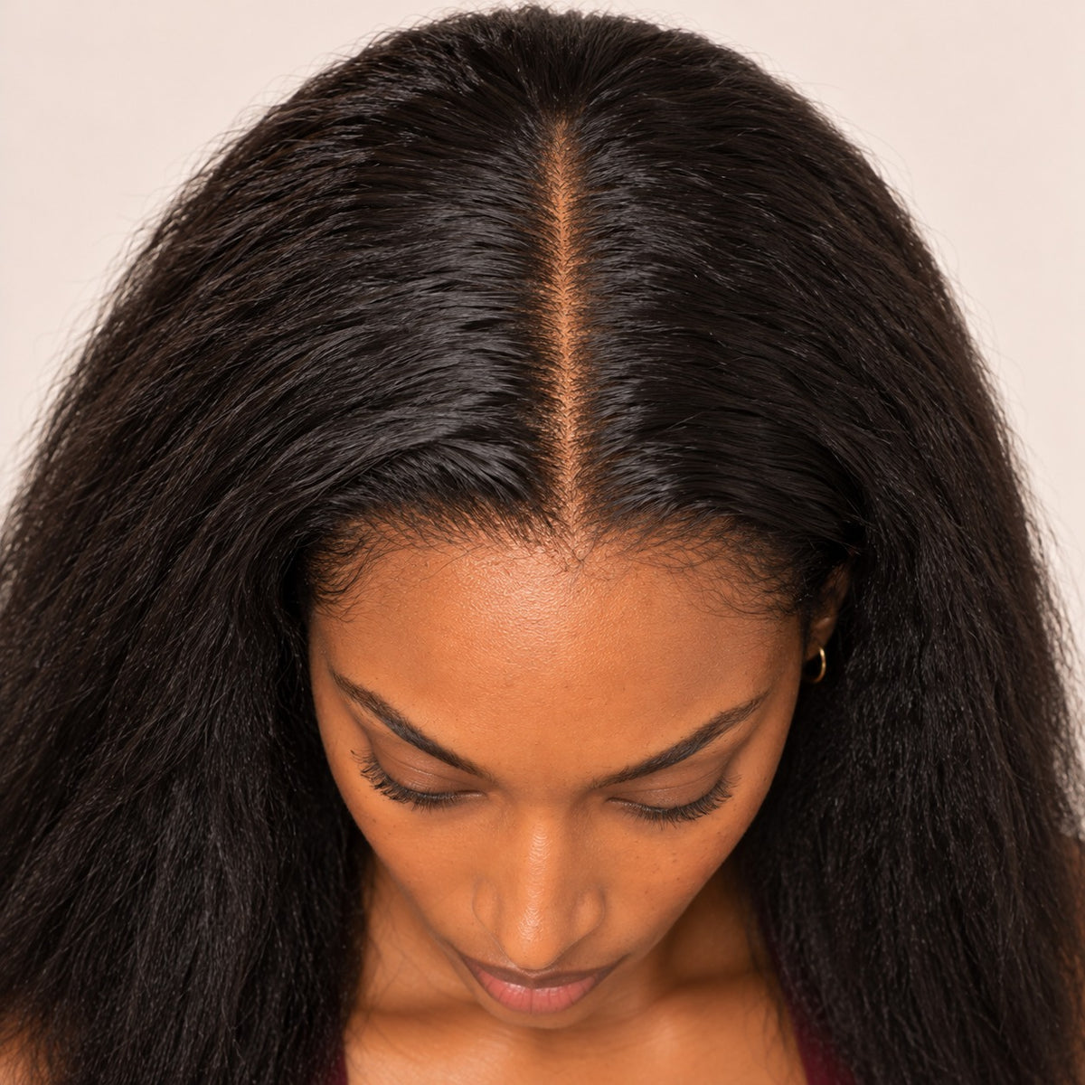 Perruque lace front kinky straight – raie