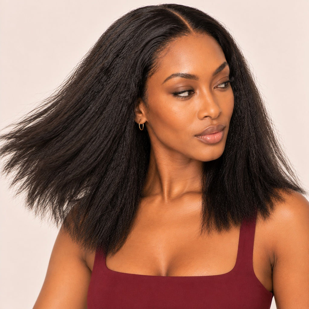 Perruque lace front kinky straight – en mouvement