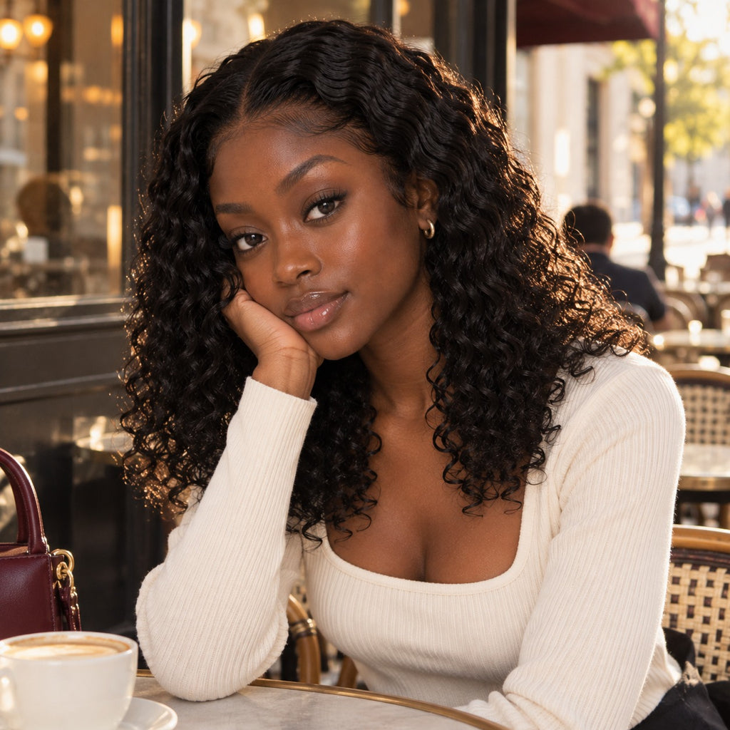 Perruque lace front deep wave – en situation