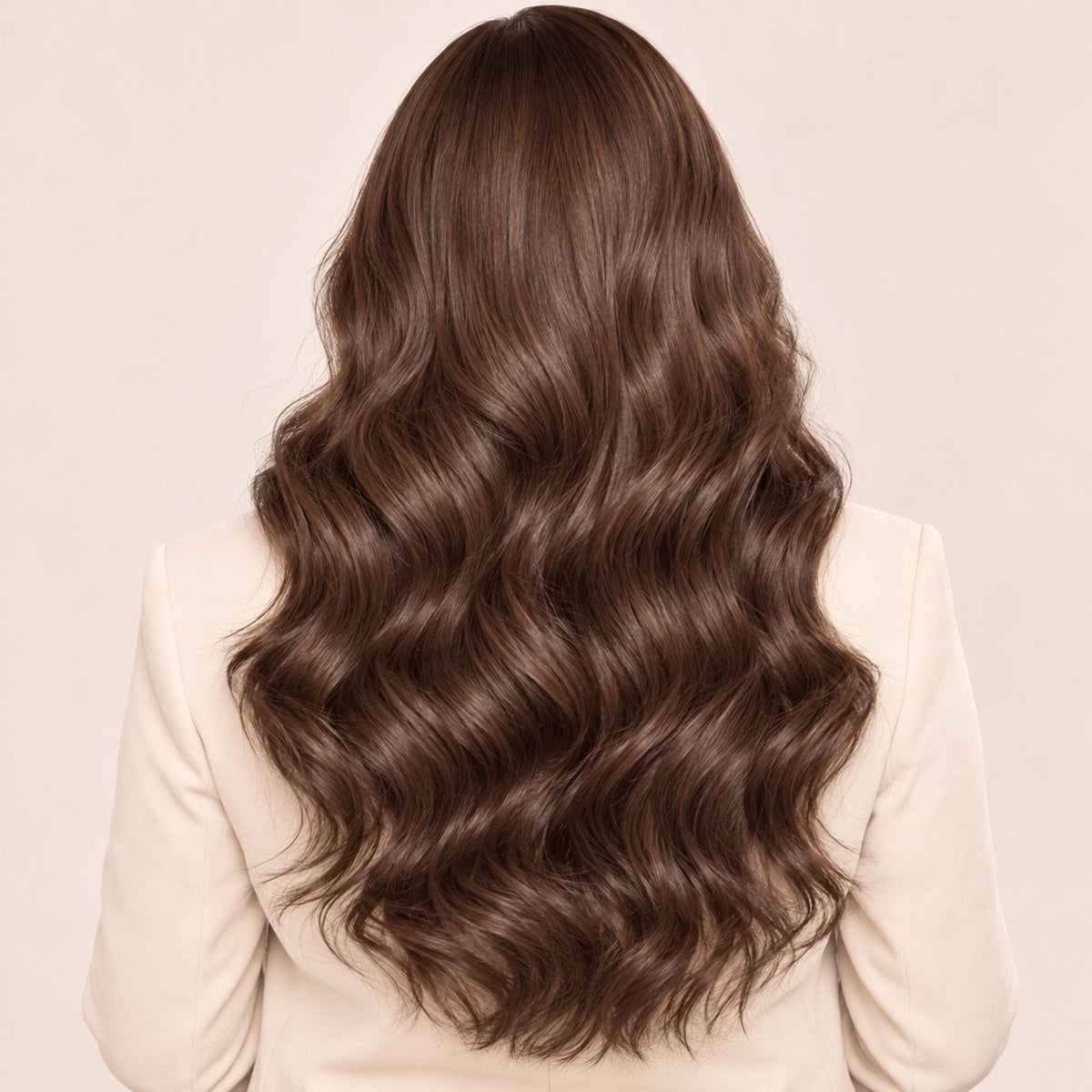 Perruque lace front brune chocolat – de dos