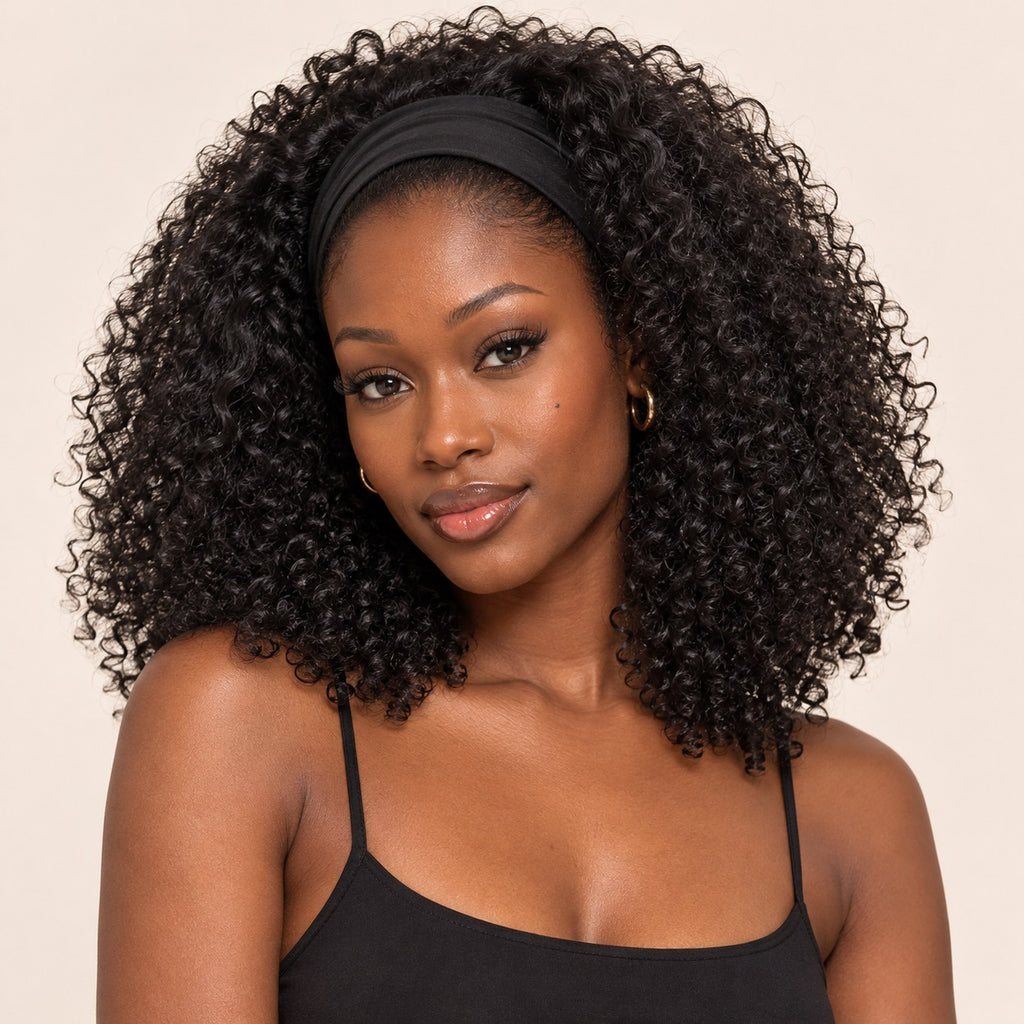 Perruque bandeau afro bouclée – portrait