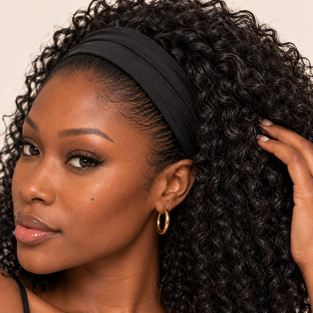 Perruque bandeau afro bouclée – ligne frontale