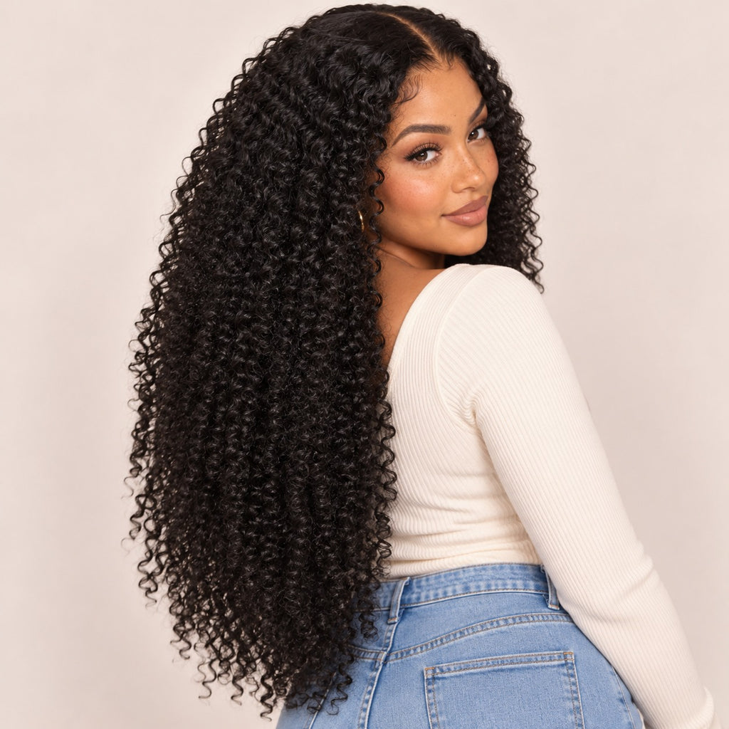 Perruque lace front afro crépue 4C – longueur maximale 30 pouces (76 cm), vue de dos