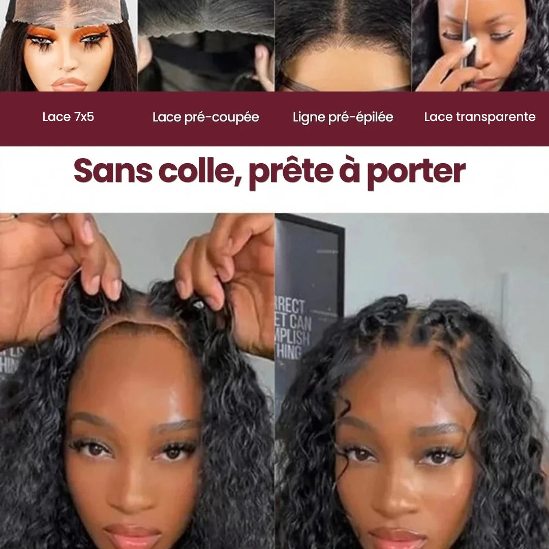Perruque sans colle water wave – détail 5